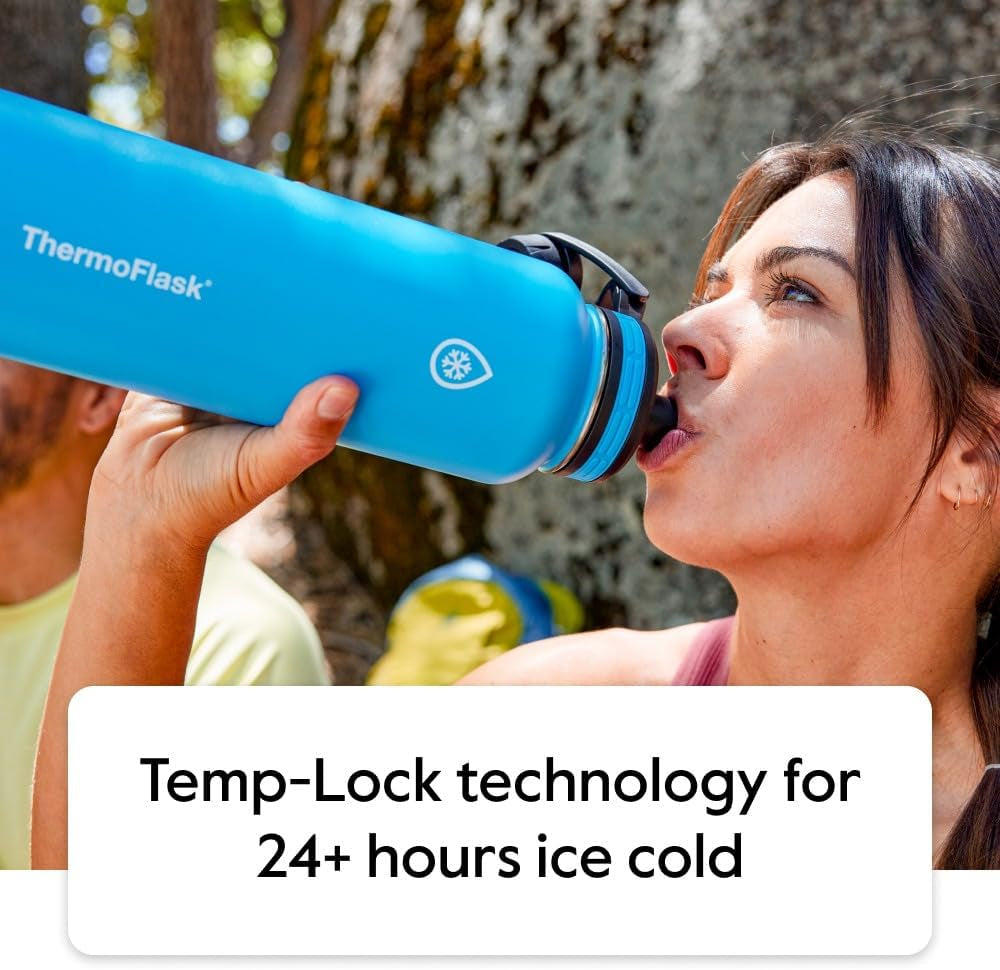 18 Oz Double Wall Vacuum Insulated Stainless Steel Water Bottle with Spout and Straw Lids, White