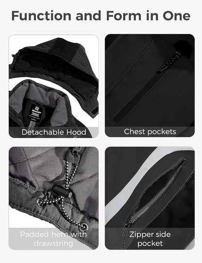 Men'S Mountain Waterproof Ski Jacket Warm Winter Snowboarding Jacket Snow Rain Coat