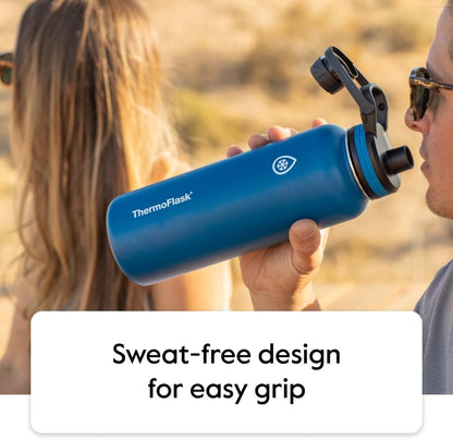 18 Oz Double Wall Vacuum Insulated Stainless Steel Water Bottle with Spout and Straw Lids, White